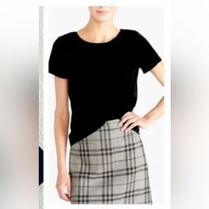 J. Crew Factory Black Velvet Back Keyhole Short-Sleeved T-Shirt, M